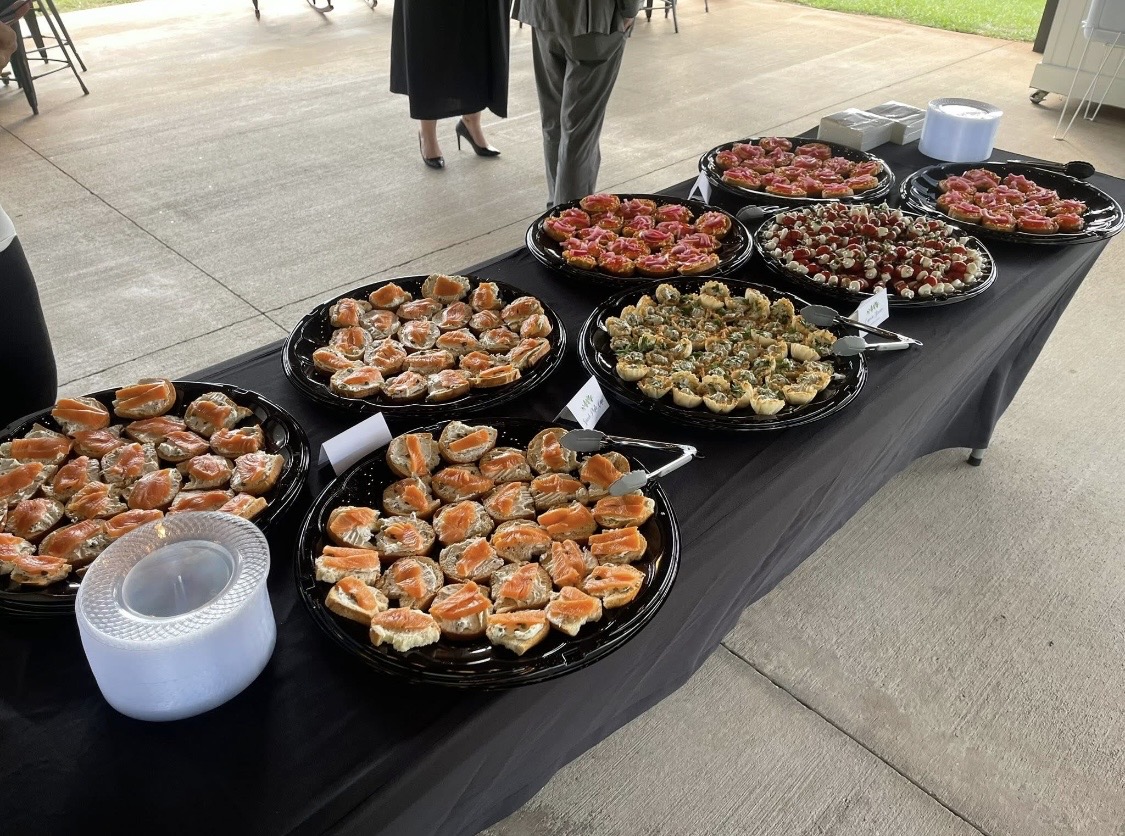 Catering trays with appetizers