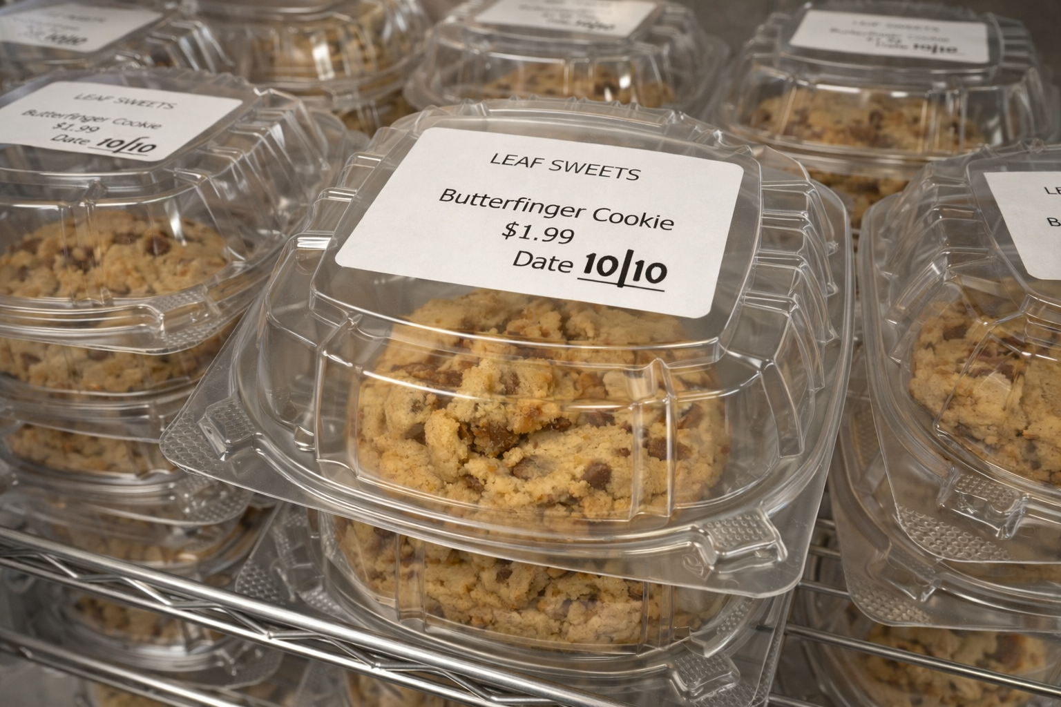 Butterfinger cookie in clamshell