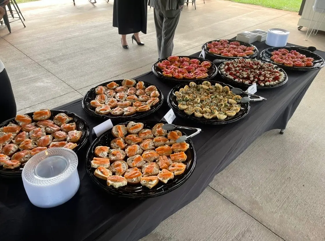 Catering trays with appetizers